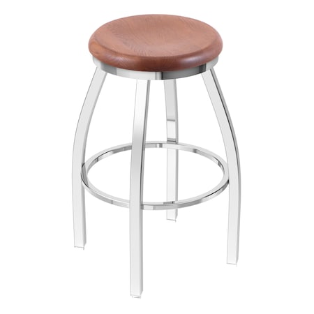 Holland Bar Stool Co 36" Swivel X-Tall Bar Stool, Chrome Finish, Med Oak Seat 80236CHMedOak